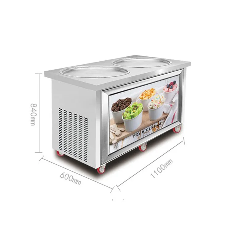 New Style Stainless Steel  Flat Pan Roll Fry Ice Cream Commercial Thailand Fry Ice Cream Machine