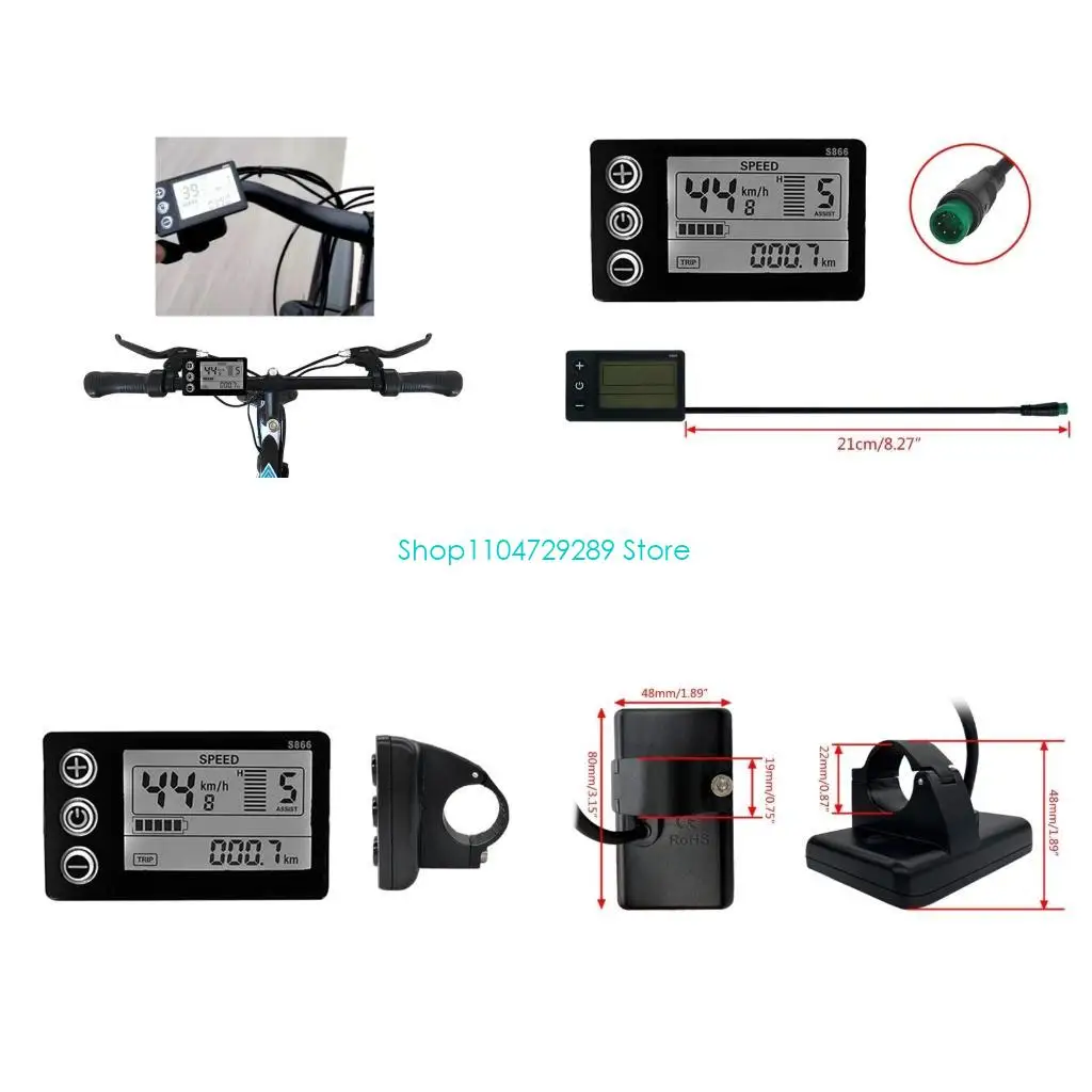 

Электрический велосипедный аксессуарный дисплей S866 Панель панели панели панели 24 В/36 В/48 В водонепроницаемый ЖК -дисплей