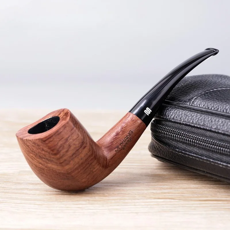 

9mm Filter Flue Tobacco Pipes Rosewood Smoking Pipe Retro Bent Type Handle Handmade Smoking Pipe With Accessory Dad's Gift