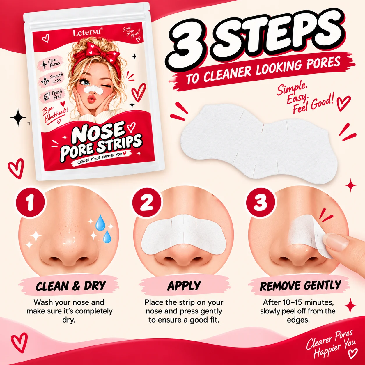 10PCS Nose Pore Strips Blackhead Remover Deep Cleansing Nose Strips Pore Cleaning Face Skin Care