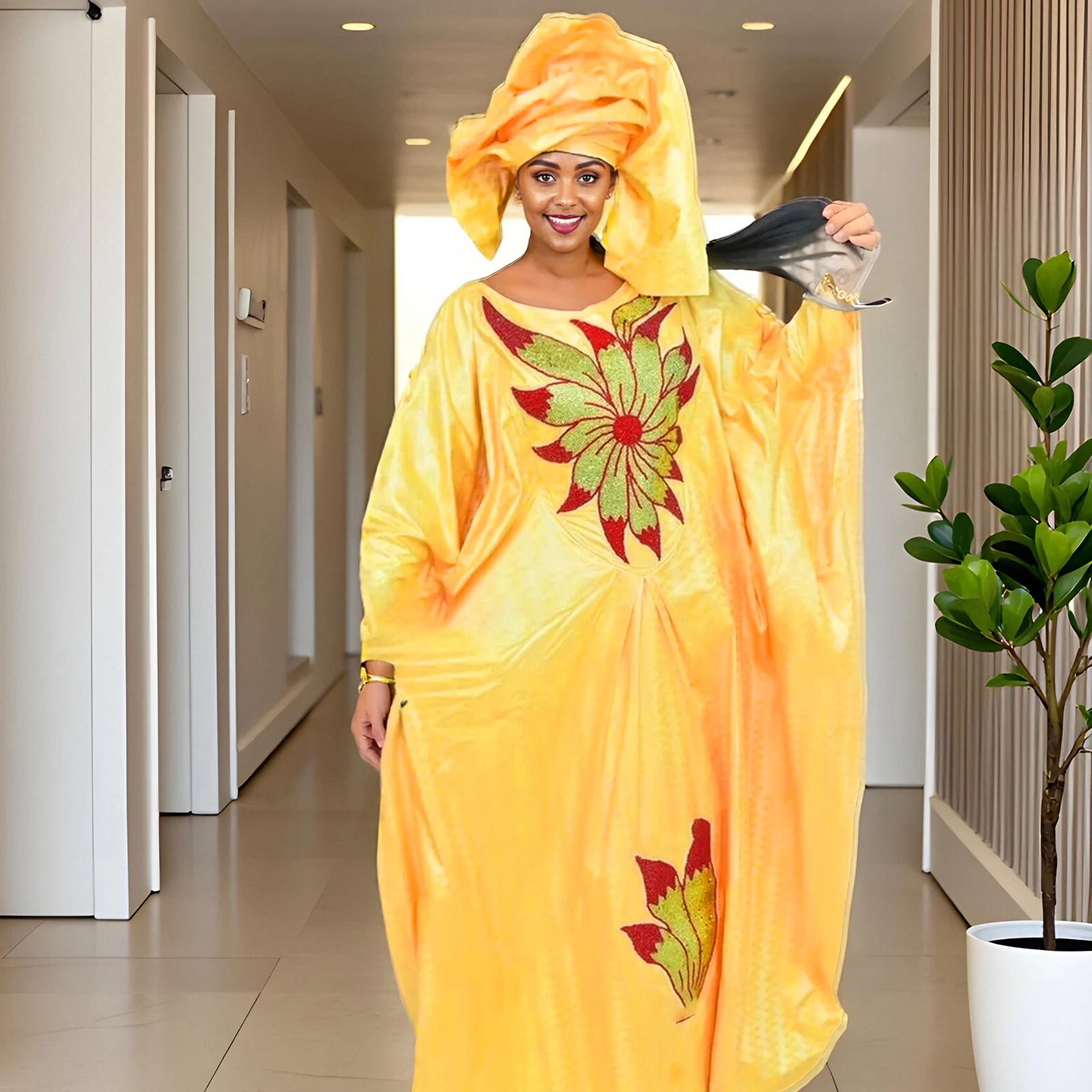 

African Dresses For Women Luxury Boubou Material Rich Embroidery Design