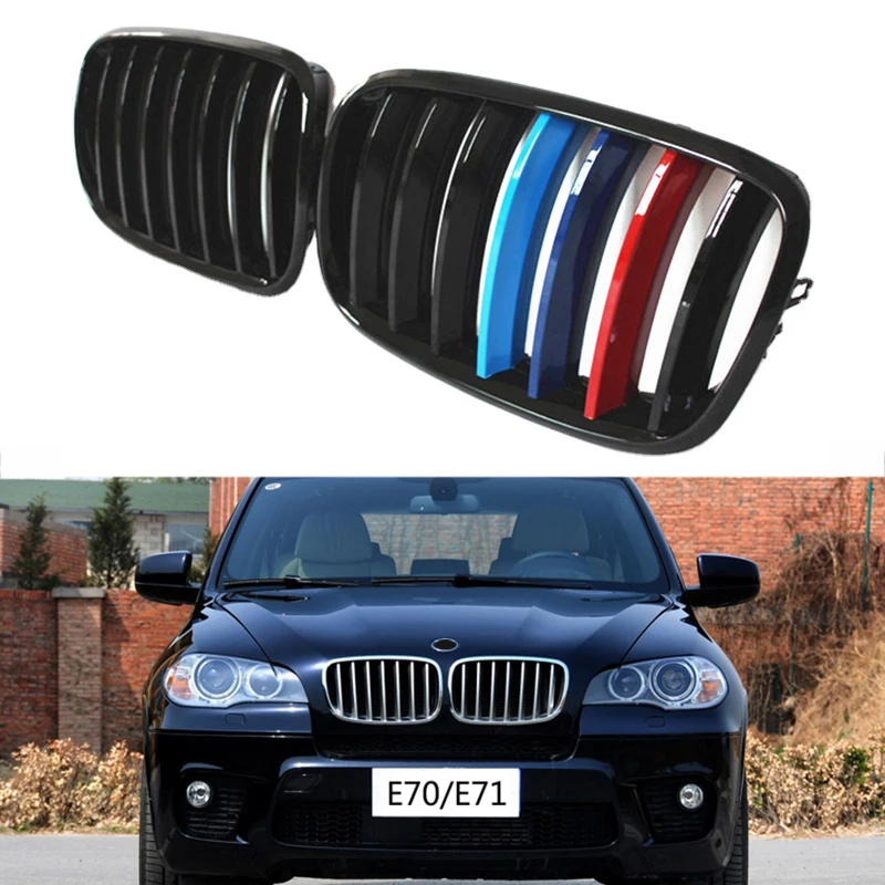 

1 Pair For BMW X5 X6 E70 E71 E72 2008-2013 Car Front Kidney Grille Grill Single Slats Refit Hood Bumper Grills Auto Accessories