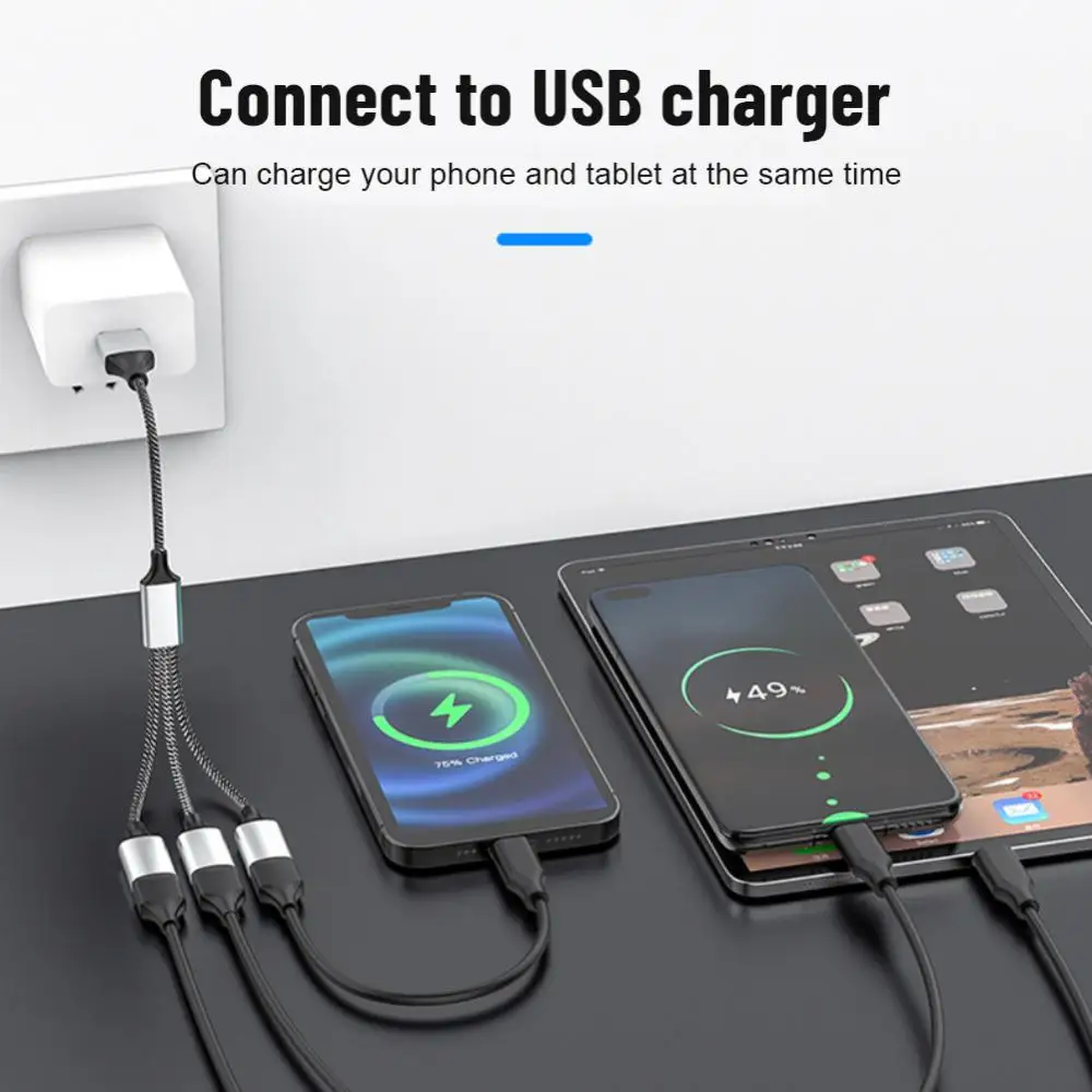 1/2/3PCS Type C to Dual USB OTG Adapter USB 2.0 Type-C Expansion HUB Data Charging Braid Cabo for Galaxy S22 MacBook