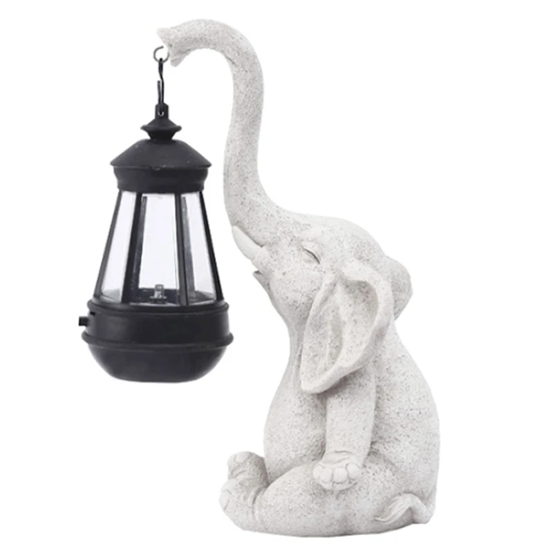 

Elephant Solar Lamp Decoration Waterproof Solid Resin Craft Elephant Ornament Statue Yard Balcony Garden Figurine Lamp A Durable