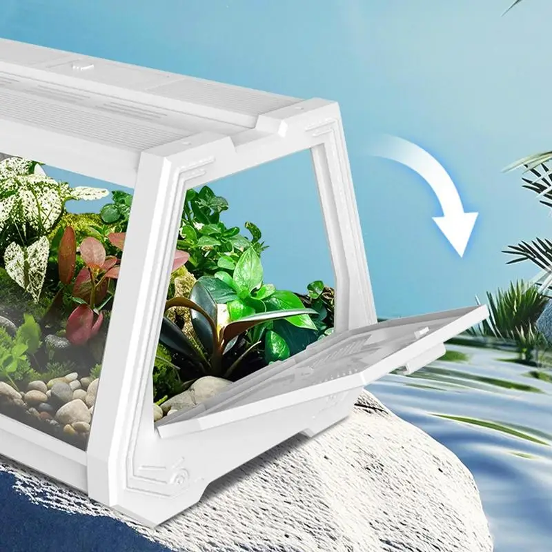 

Reptile Cage Bearded Dragon Tank Playpen Ventilation Feeding Aquarium Portable Habitat Escape-Proof For Spider Animal Snake