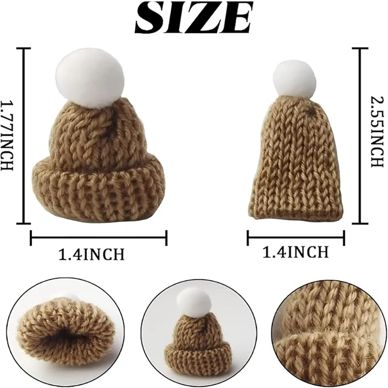 5/10/20Pcs Mini Knitting Hats Christmas Mini Knitting Doll Hats Mini Wool Hat For DIY Art Craft Christmas Ornaments Accessory