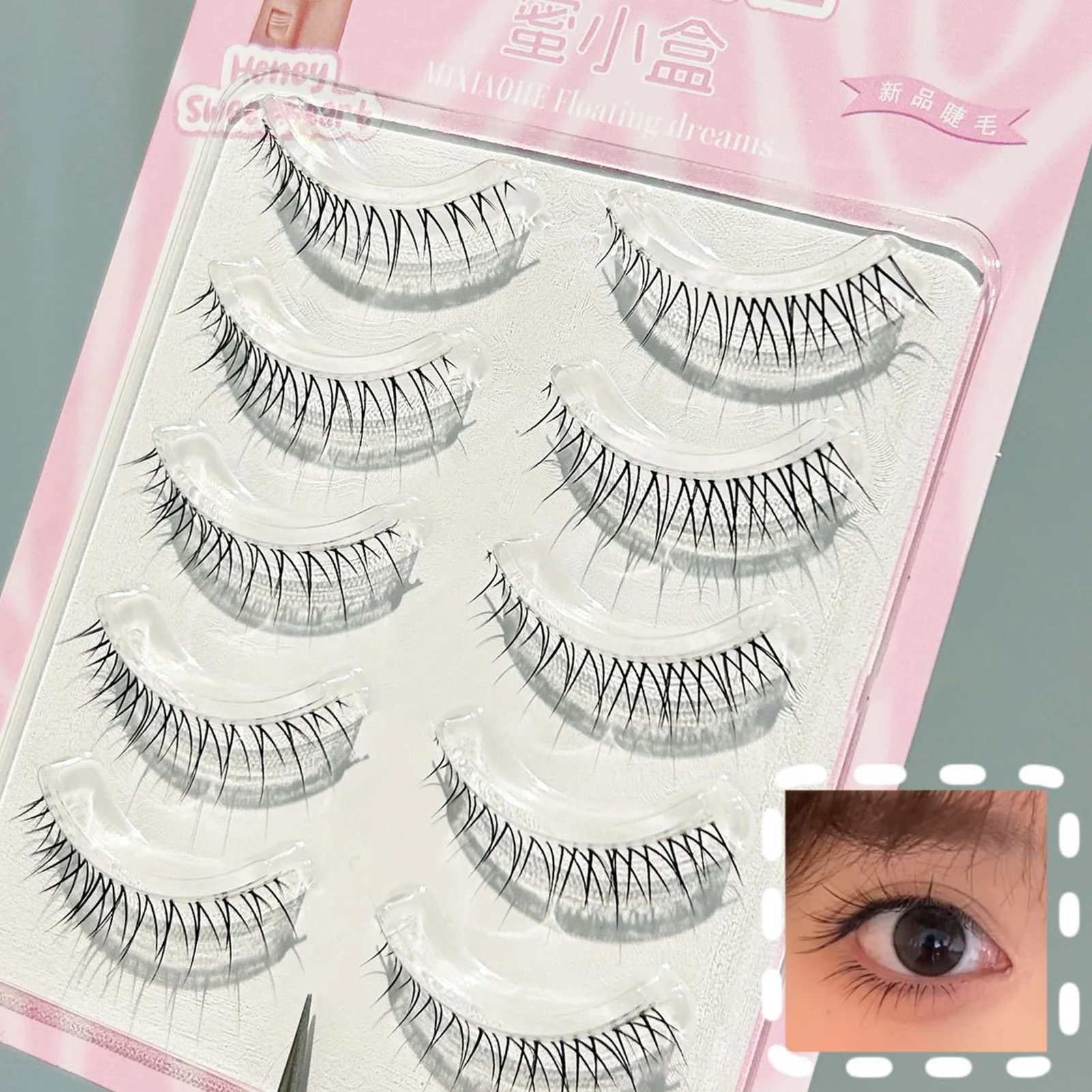 5pairs Natural False Eyelashes Thin Band Hand Made Short Lighter Eyelash Cosplay Korean Fashion Wispy Extension Makeup Tools