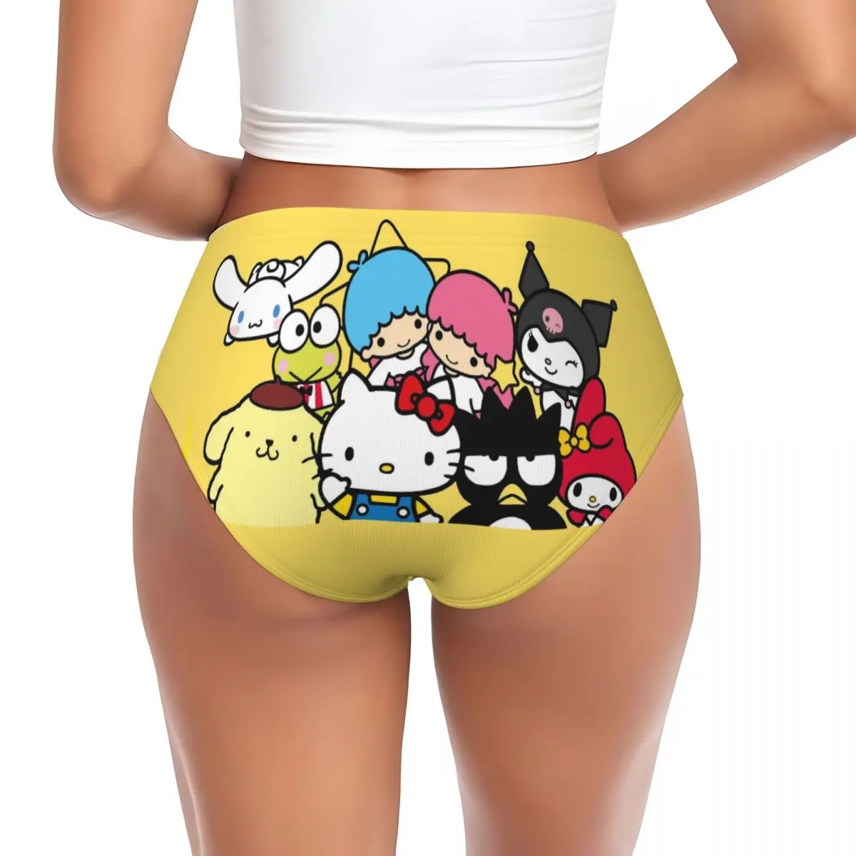 Women's Hello Kitty & Friends Cartoon Briefs High Waisted Seamless Underwear Invisible Full Coverage My melody Briefs Panties