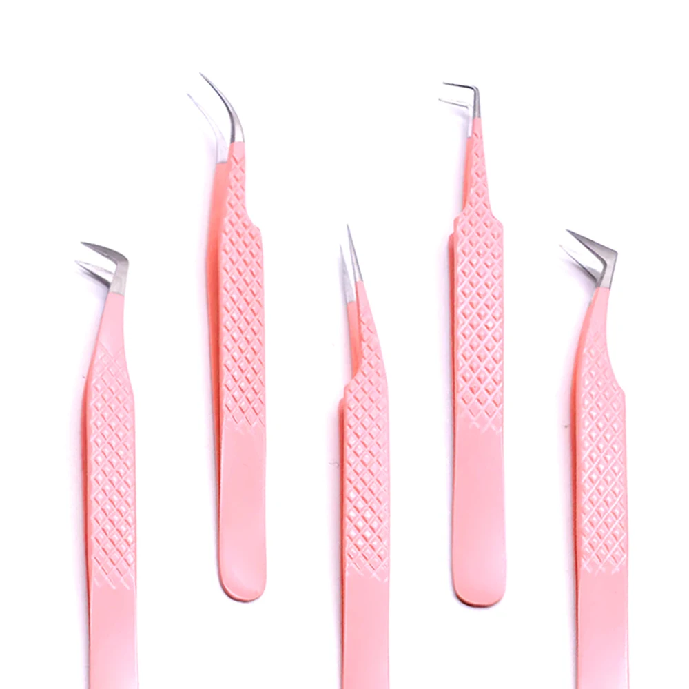 1Pc สีชมพู Eyelash แหนบ Anti-Static Magnetic Professional แปรงหนีบหนีบ3D Eyelash Extension Tweezer 100% ปิดแต่งหน้าเครื่องมือ