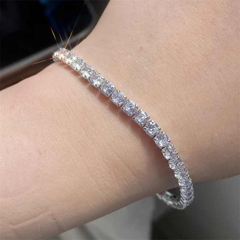 RAKOL Shinny Round Cubic Zirconia Tennis Bracelets For Women Fashion Crystal Men Bracelet Party Wedding Jewelry