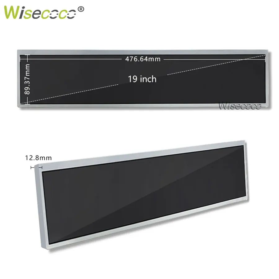 Imagem -03 - Wisecoco-ultrawide Publicidade Display Esticado Bar Lcd Ips 1920x360 Lvds Controller Board Borda Prateleira Digital Signage 19