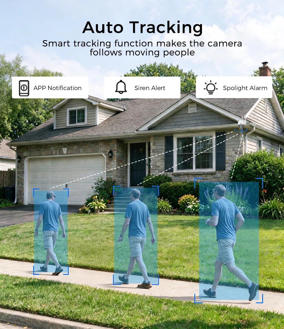 Hiseeu 4K 8MP Wifi PTZ Camera 5x Digital Zoom AI Human Detection Two-way Voice ONVIF Wireless IP Security Protection Camera