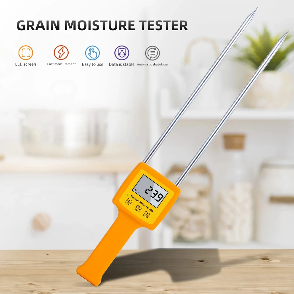 

Portable Grain Moisture Meter Moisture Analyzer For Corn Rice Bean Digital LCD Wheat Flour Food Damp Hygrometer Tool TK100S