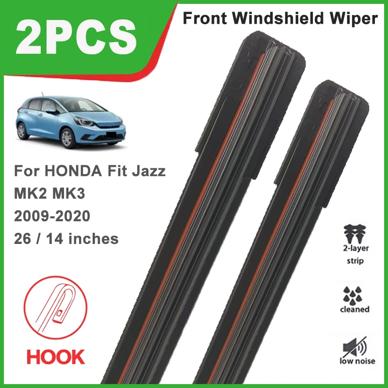 

26"+14" Double Rubber Front Wiper Blades, Durable Windscreen Windshield Replacement Part For HONDA Fit Jazz MK2 MK3 2009-2020