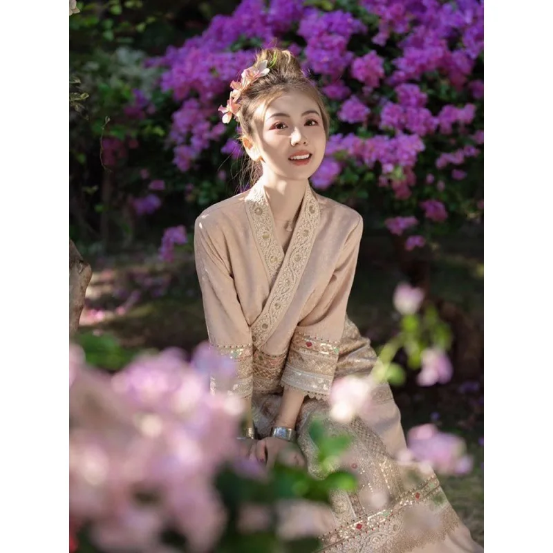 Yunnan Style Outfit With Tea Small And Fresh Showing Off Thinness Dai Ethnic Style Clothing Two-piece Set Women Dress