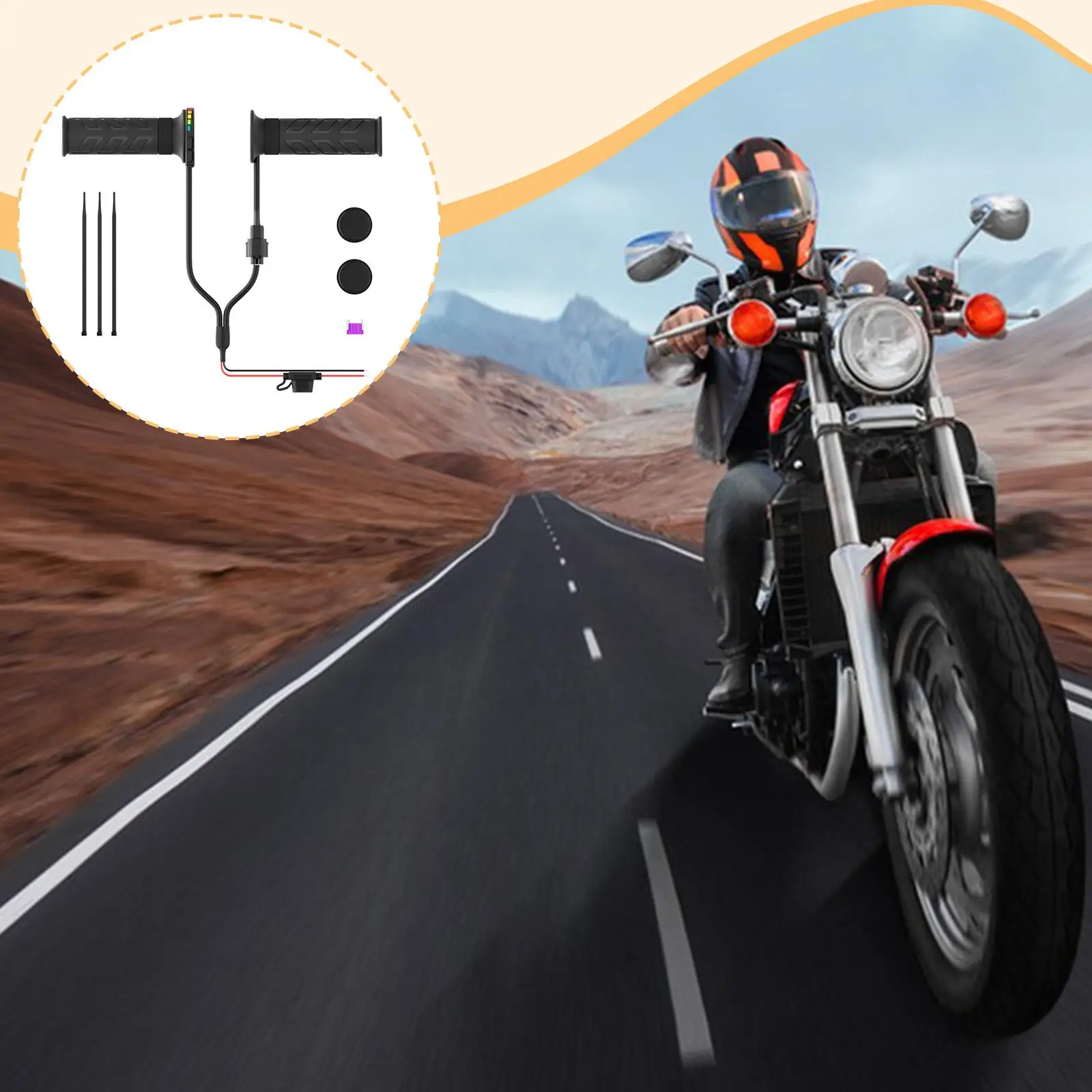 

Full Twist Throttle Grip Multifunctional Black Five Adjustable Heat Levels Heated Grips