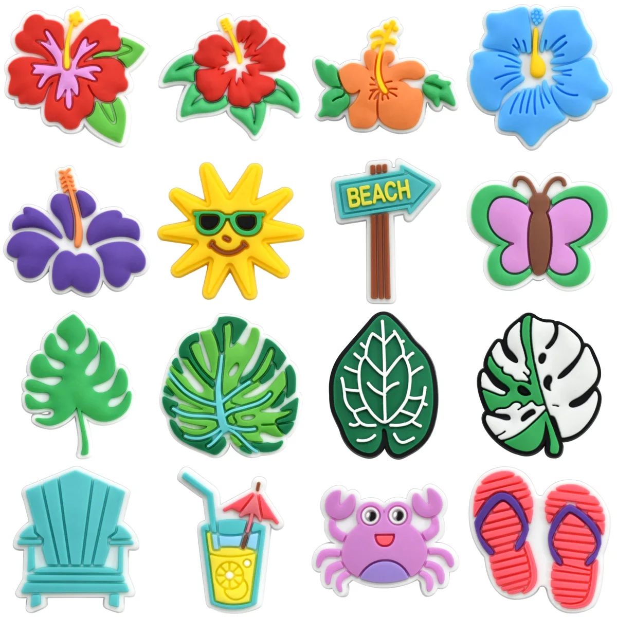 

flower series PVC shoe Charms Buckle combination for Wristbands sandal Slippers accessories Decoration Bands gift unisex party
