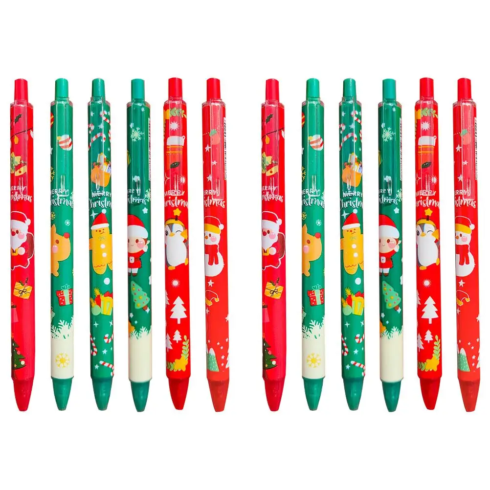 

12pcs Creative Christmas Press Neutral Gel Pen Santa Claus Printed Student Signature School Supplies Stationery Funny Pens