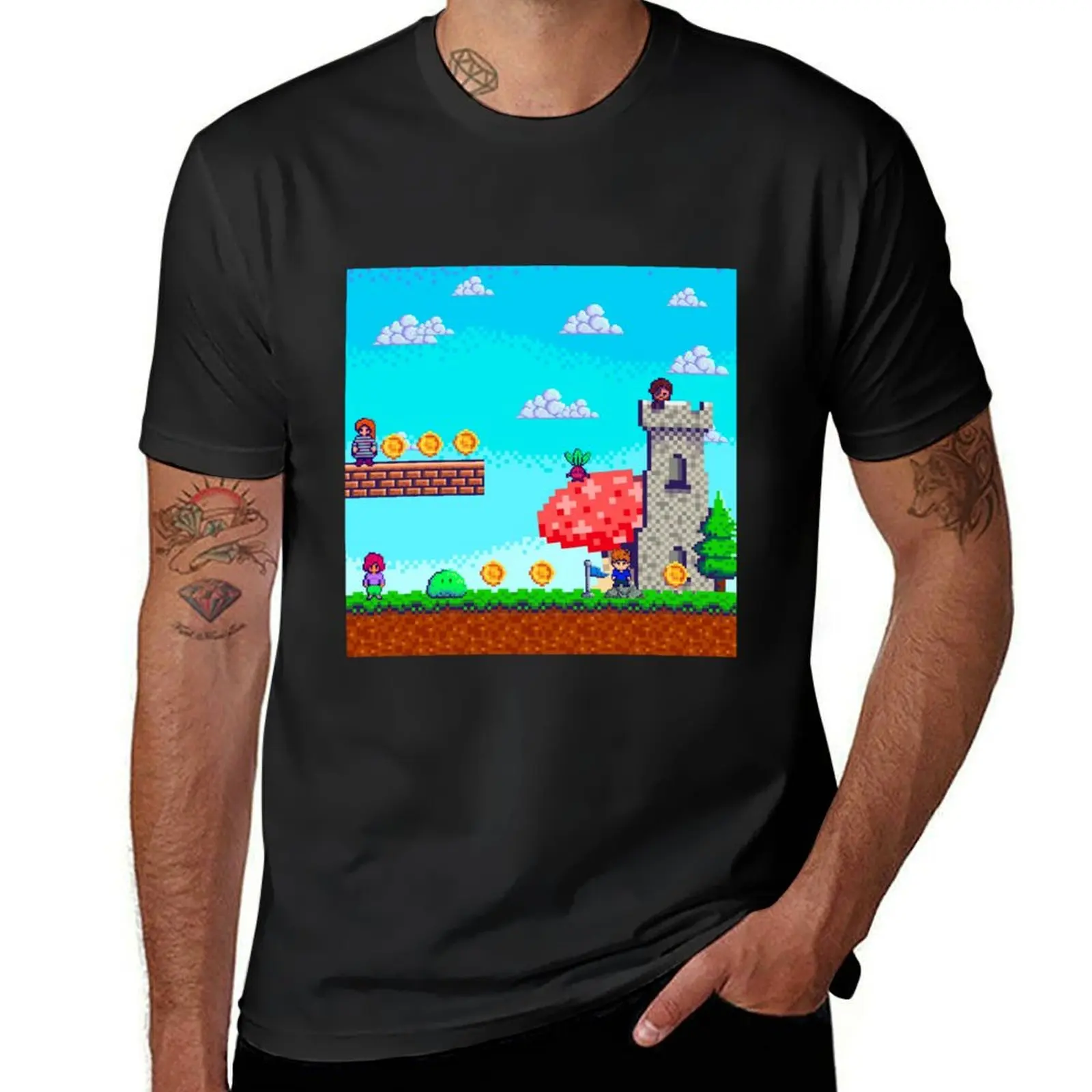 

Pixel Video Game T-shirt oversized tops cute clothes mens cotton t shirts