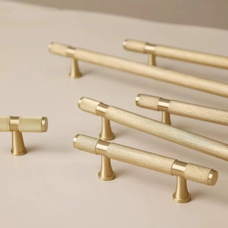 Long Knurled Brass Handle Kitchen Cabinet Door Pull Drawer Pulls Cupboard Door Handles Bedroom Wardrobe Closet Furniture Handles