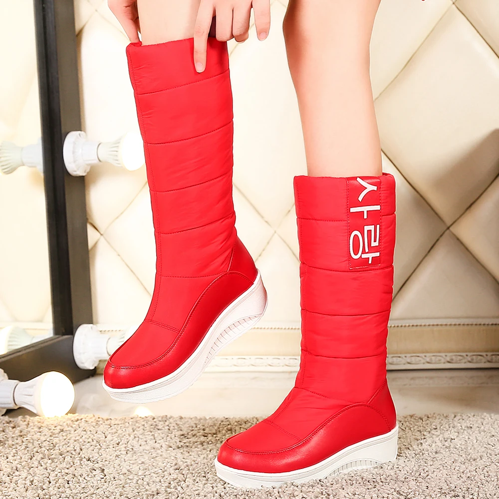 New Fashion Women Winter Mid-Calf Boots Waterproof Snow Boots For Woman Designer Ladies Platform Shoes Big Size Black White Red