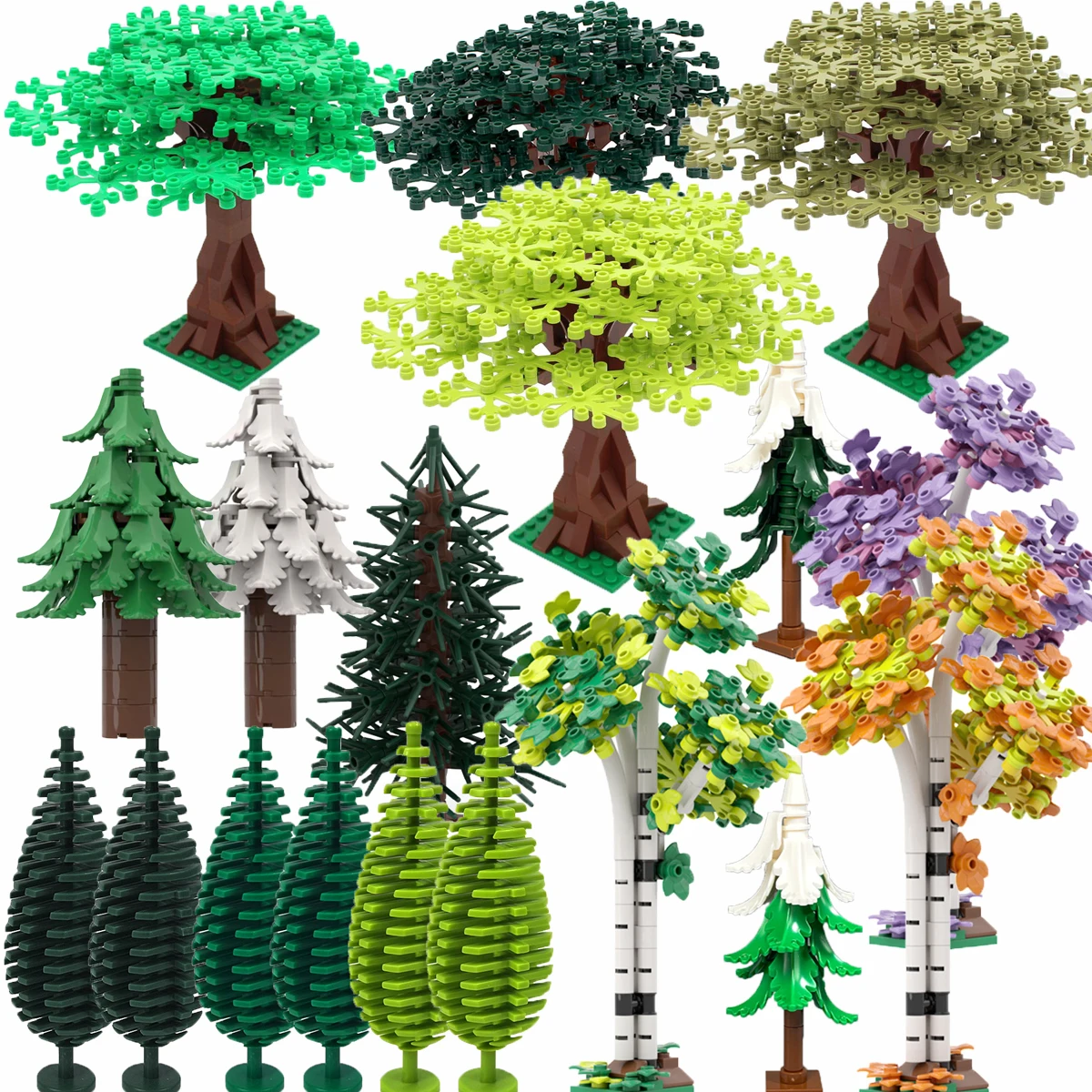 Bloques de Construcción MOC DIY para Jardín y Árbol de la Selva - Ladrillos para Paisaje de Patio Compatibles con los Principales Sets de Calles de Ciudades