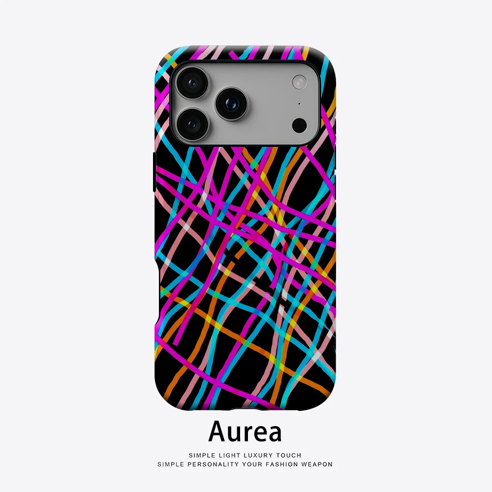 Neon Streak Handyhülle für magnetische Handyhülle für IPhone 17 16 15 14 13 Pro Max Plus Einzelne doppelschichtige robuste Hülle