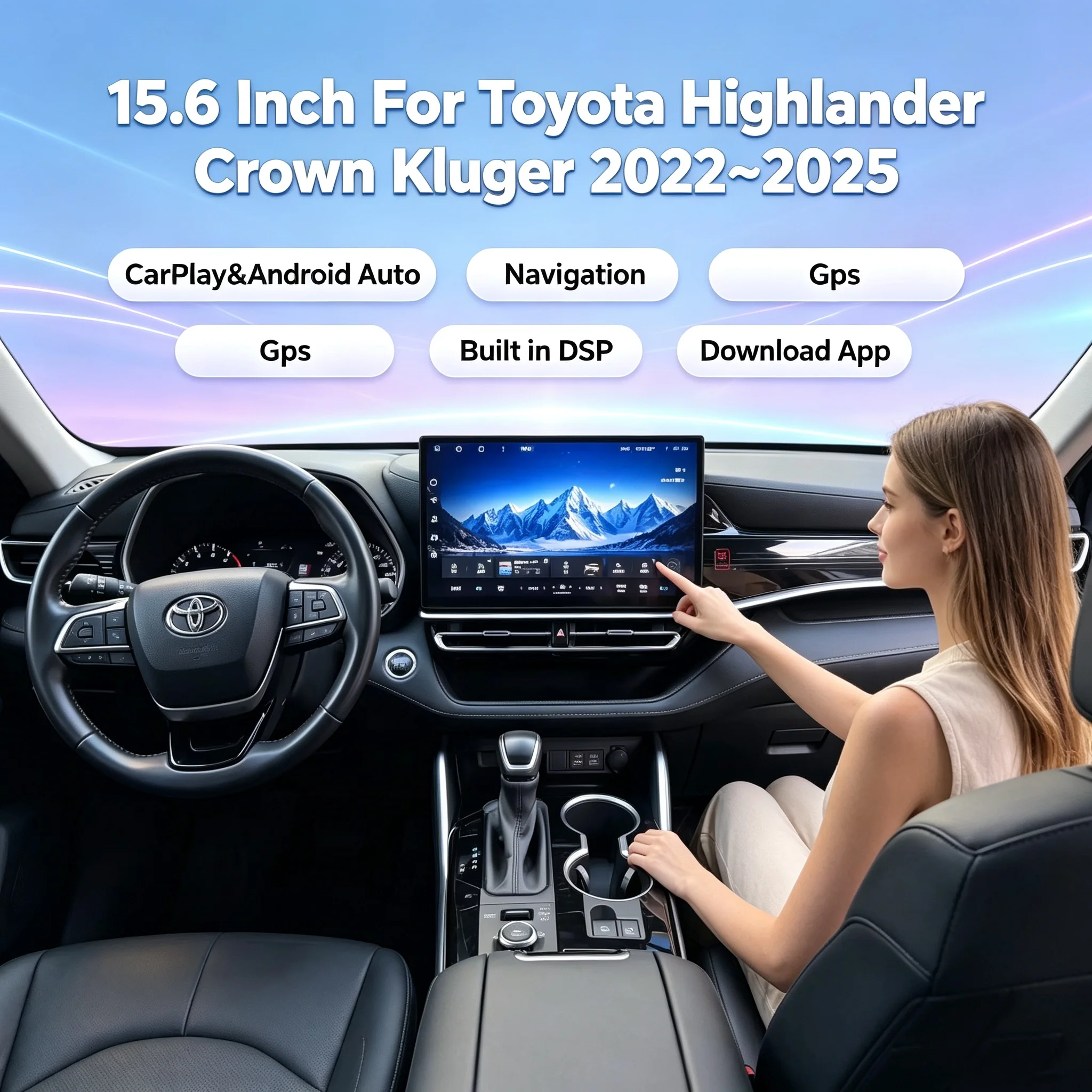 15.6 Inch For Toyota Highlander Crown Kluger 2022~2025 Upgrade 2026 Radio Android Multimedia Navigation Car Stereo Head Unit