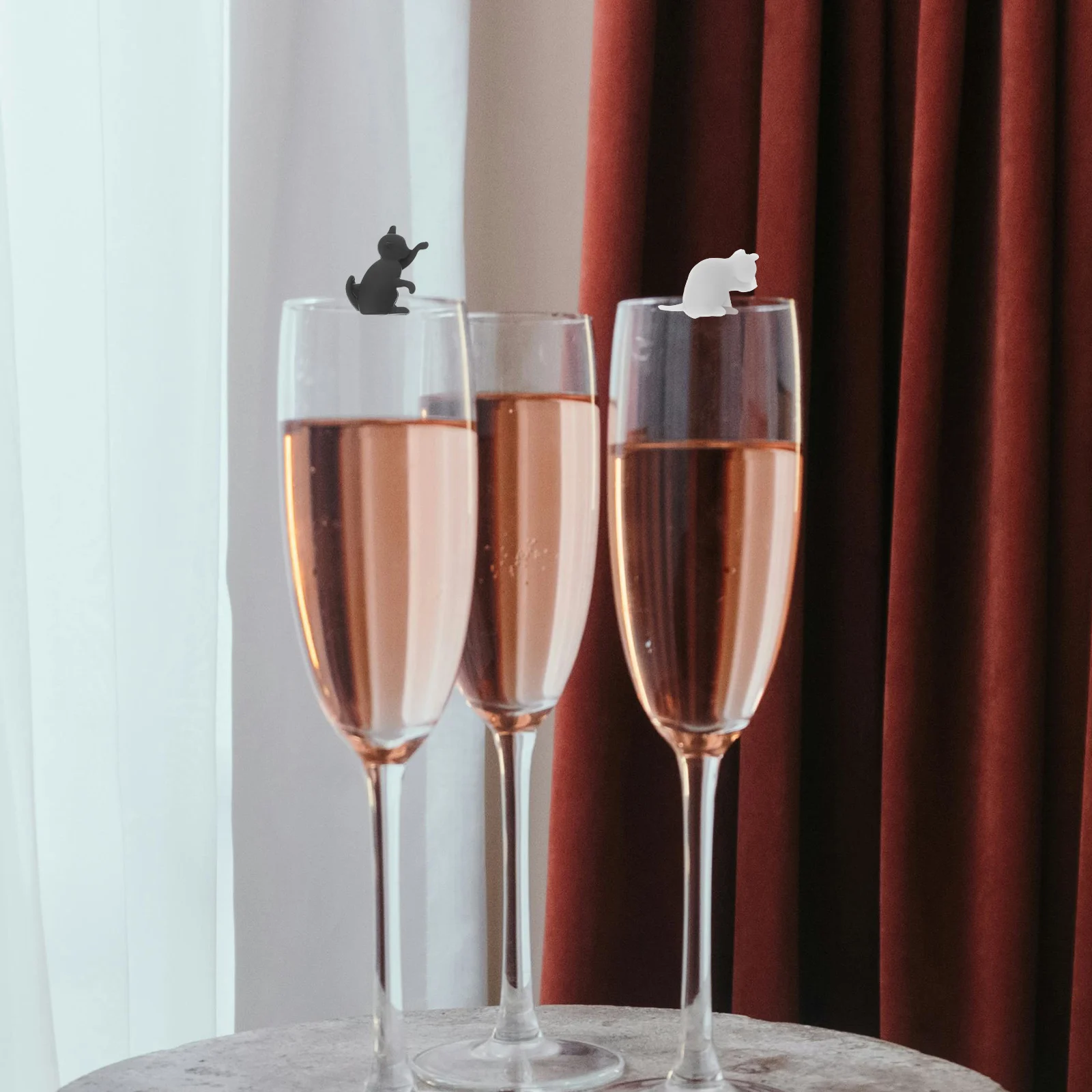 

6 Pcs Cat Cup Markers Silicone Glass Decor Drink Charms Tea Bag Hanging Party Supplies Delicate Long Term Use