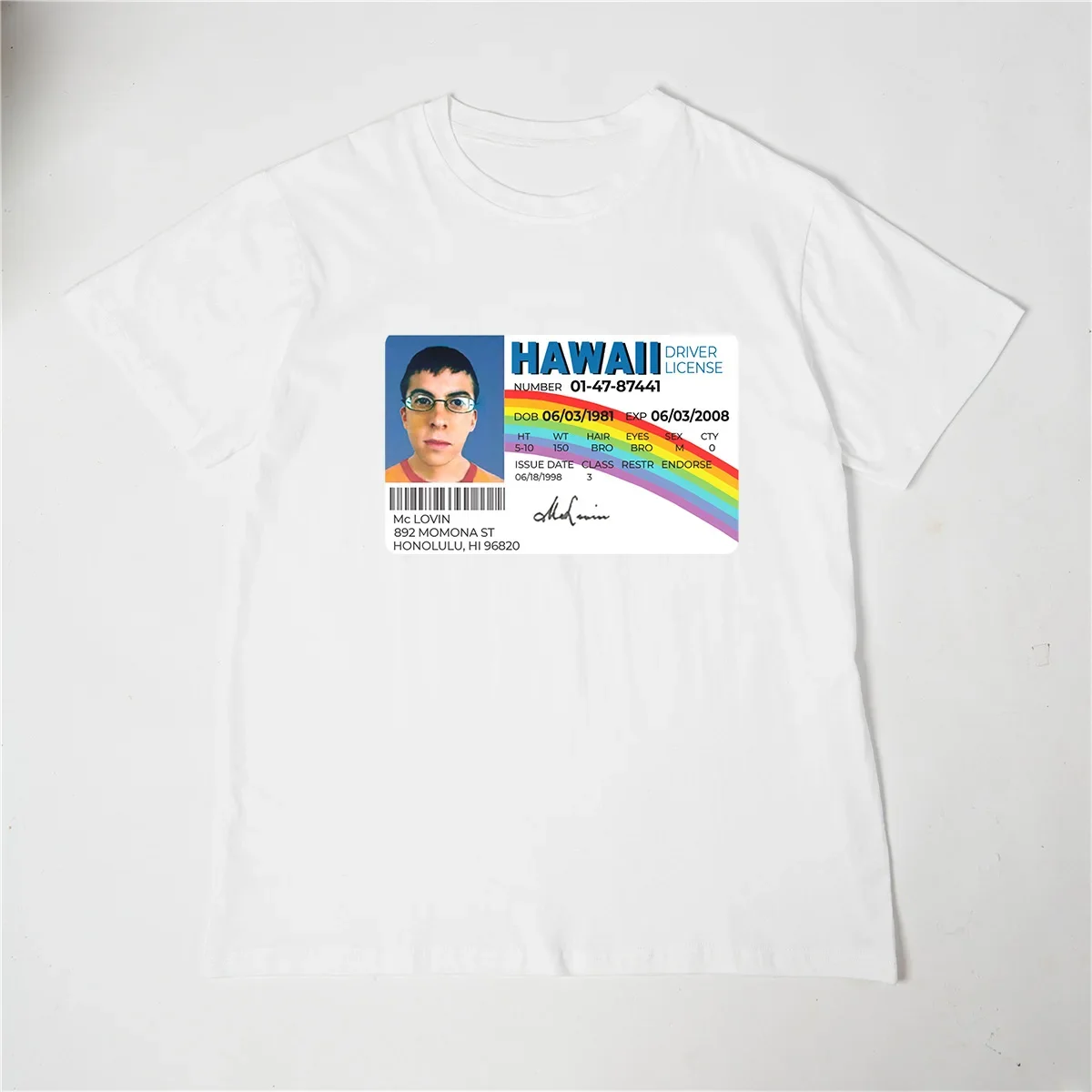 2024 Homme t shirt summer men t-shirt Mclovin id card superbad geek Mens Cotton T-shirt unisex t-shirt teenagers cool tops