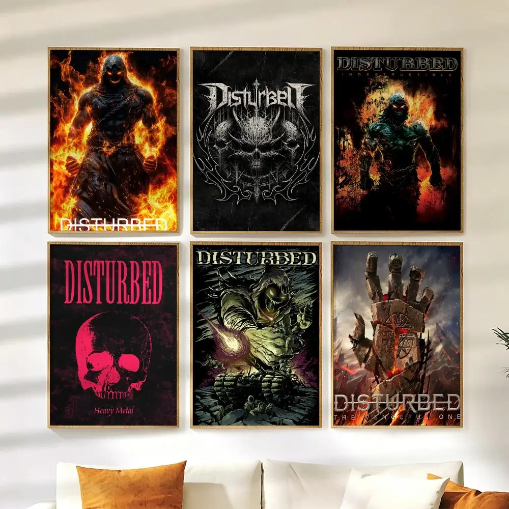 Metal Band-D-DisturBed Poster Wall Stickers HD Painting Self Adhesive Art Decals for Bedroom Living Room Home Decor