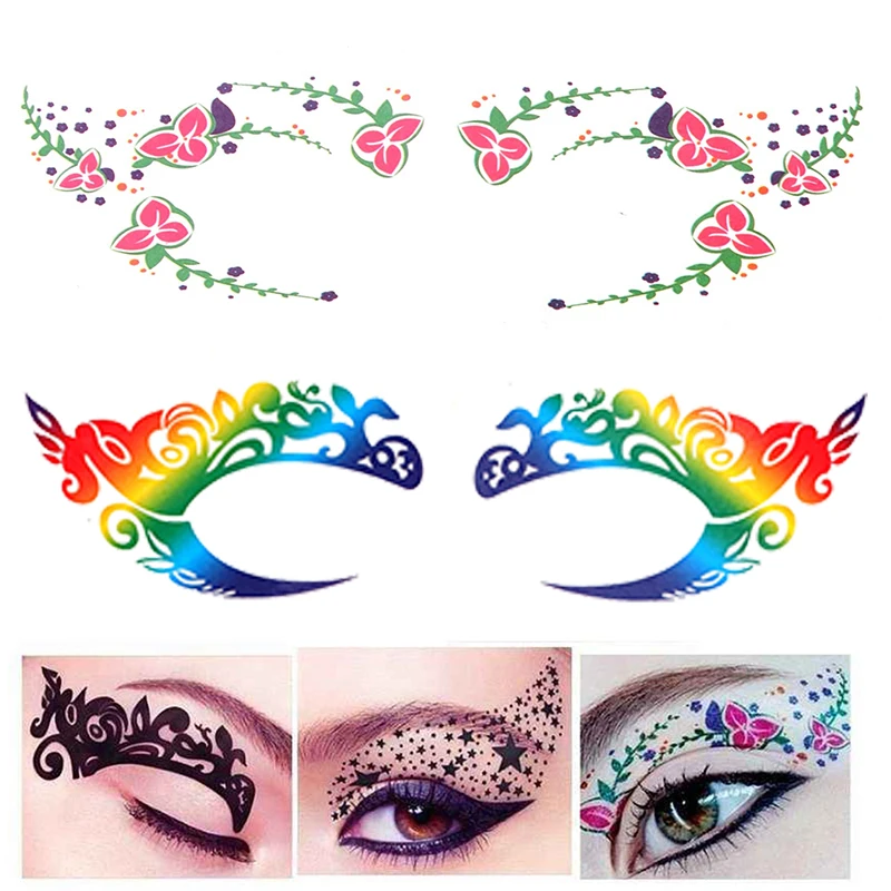 1 Piece Halloween Makeup Eye Temporary Tattoo Facial Face Transfer Sticker Beauty Supply For Party, Dancing, Ball, Etc