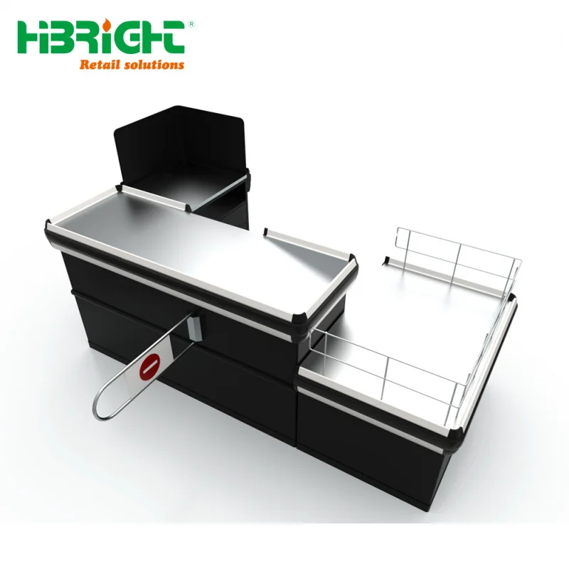 custom.Black Steel Counter Table Supermarket Convenience Store Supermarket Equipment With Exit Control