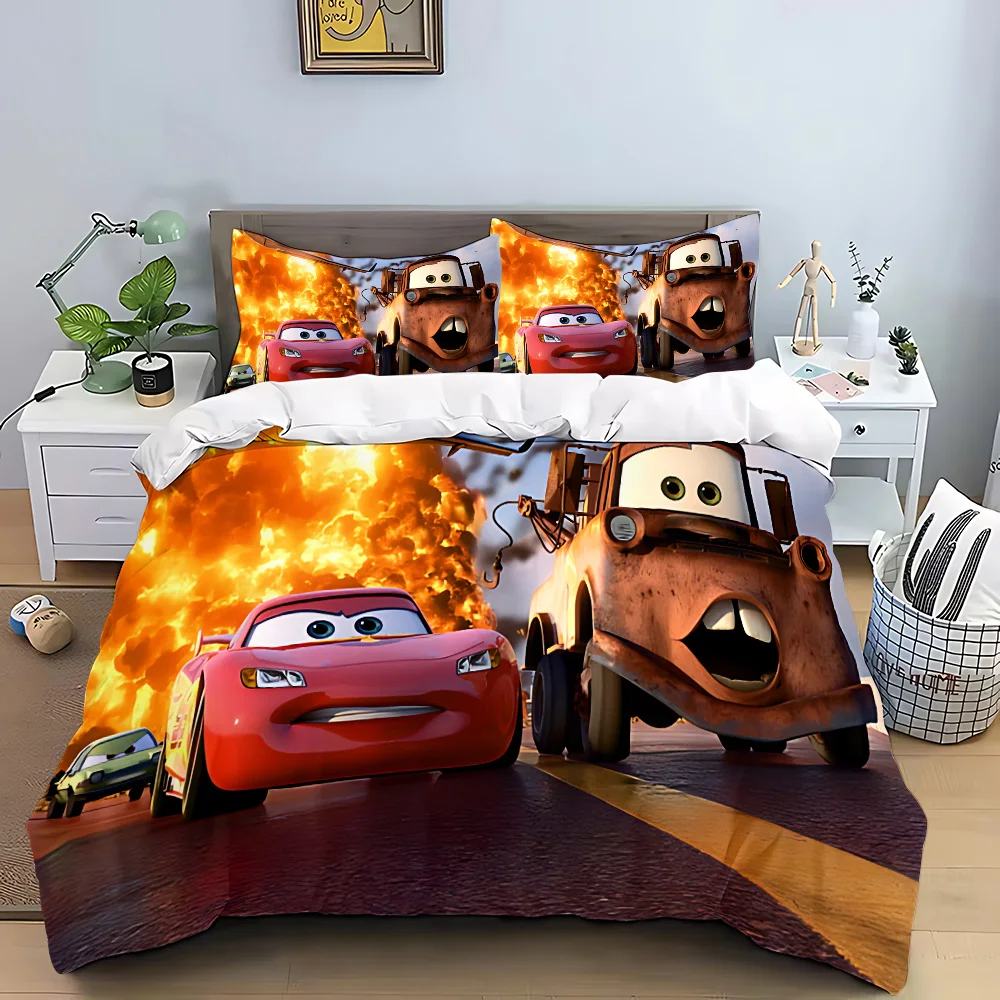 Lightning McQueen Duvet Cover Pillowcase Bedding Set Adult Boy Girl Bedroom Decoration Children Gift Single Double Large Size