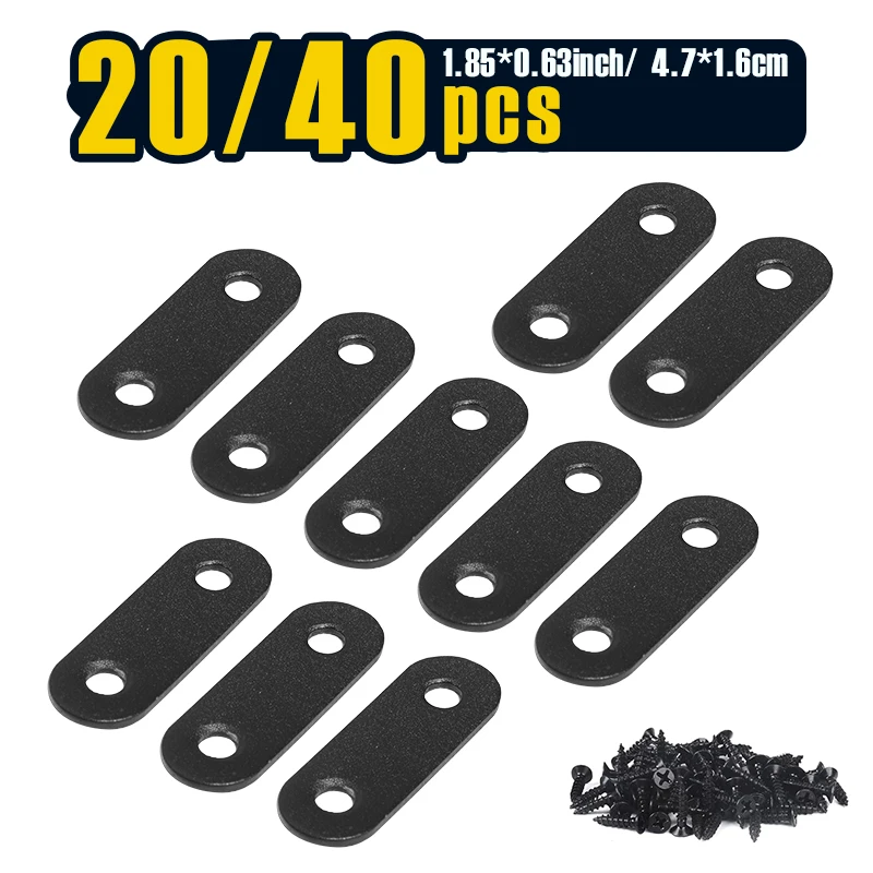 20/40 Pcs Flat Straight Brace Flat Straight Bracket 47X16mm Stainless Steel Flat Plate Straight Brackets Metal Mending Joining