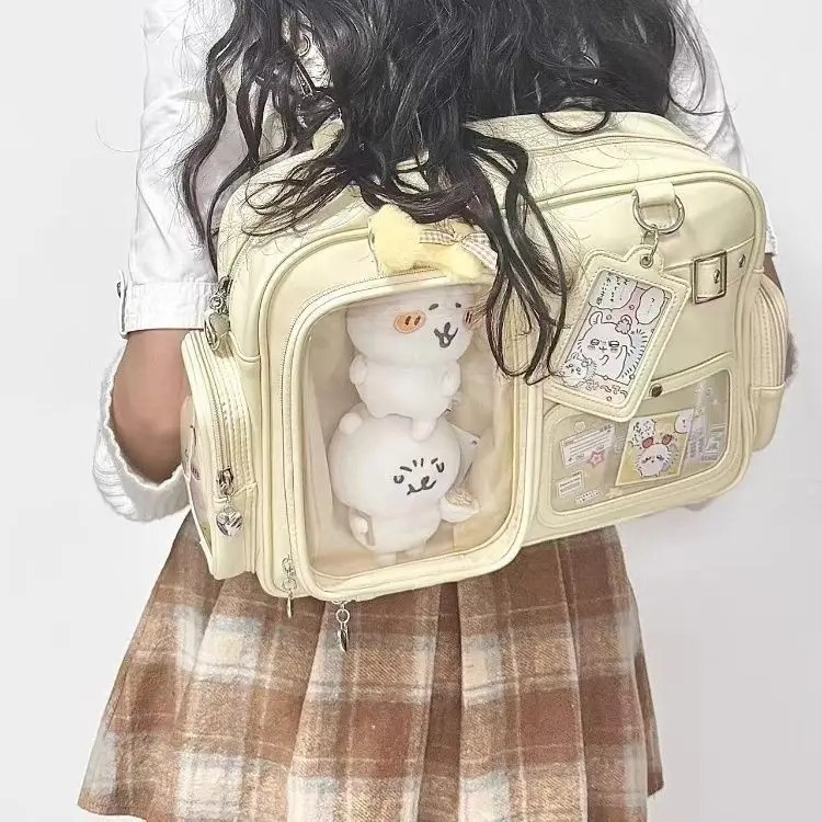 Harajuku Pin Puppe 20 cm Display Ita Tasche Frauen PU Leder Adrette Große Kapazität Schulter Tasche Damen Täglichen Umhängetasche chic – Detail 9