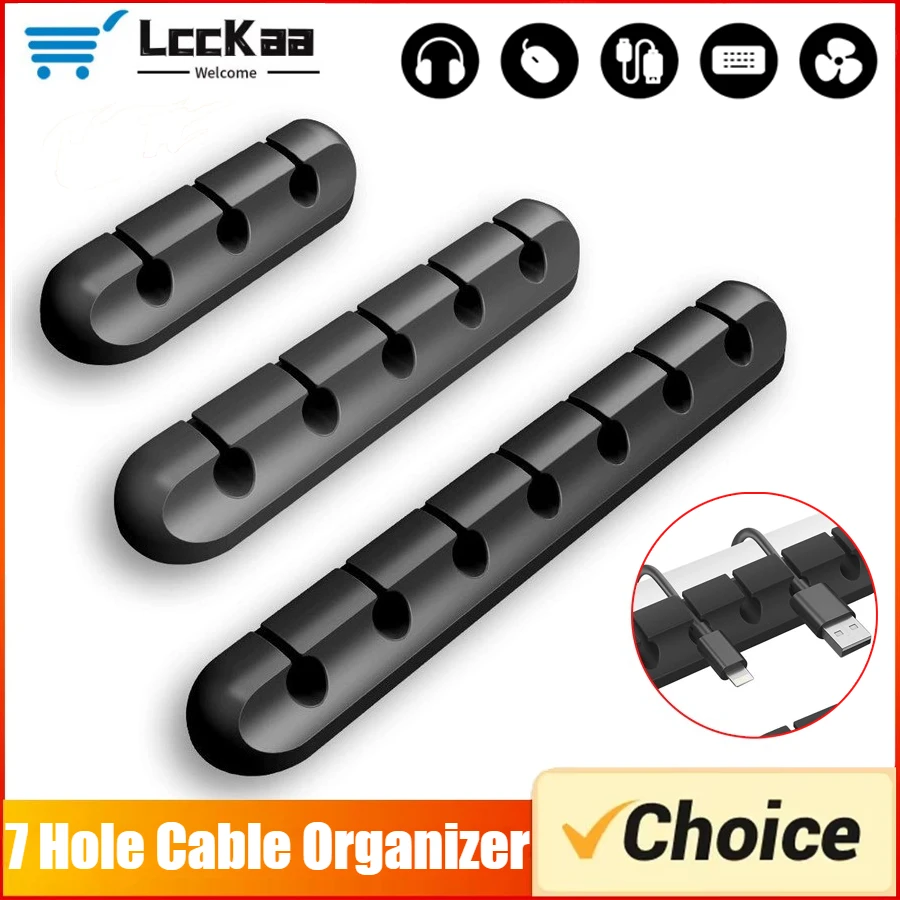 LccKaa Silikon-USB-Kabel-Organizer, Kabelaufwicklung für den Schreibtisch, ordentliche Management-Clips, Kabelhalter für Maus, Kopfhörer, Kabel-Organizer