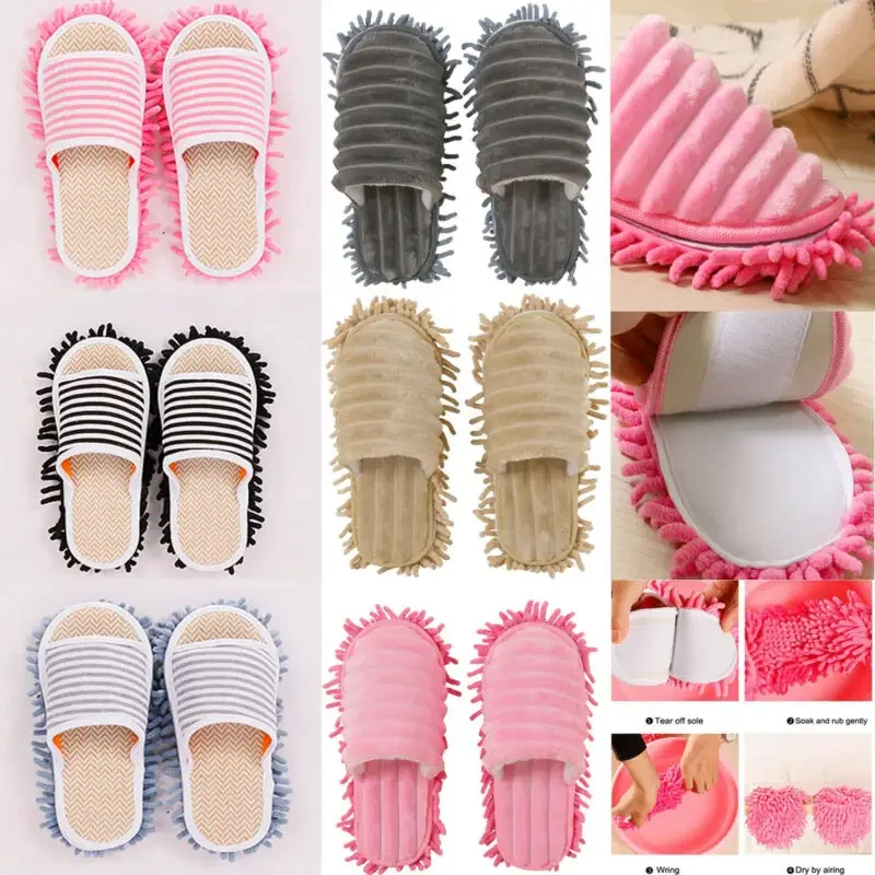 Washable Microfiber Dust Mop Slippers Lazy Quick House Floor Cleaning Shoes Home Shoes