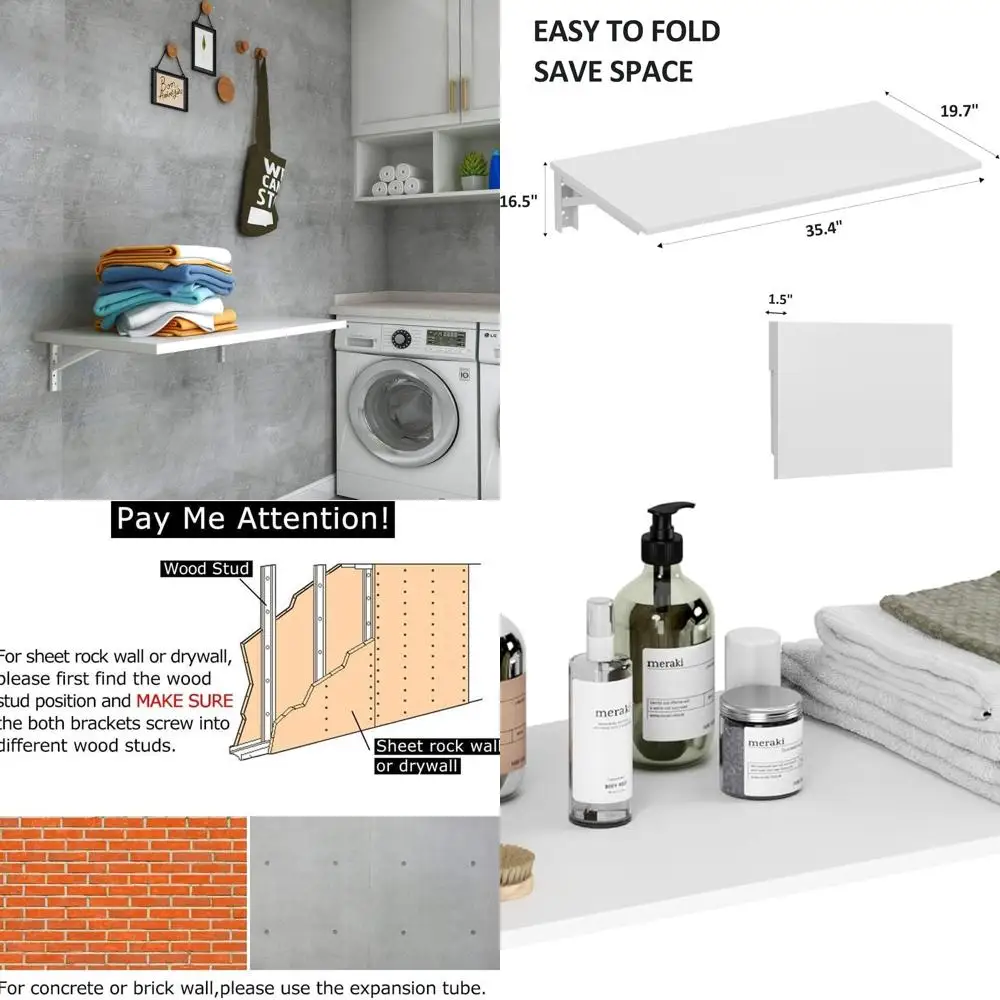 

Прочный складной настенный стол 36x20 для домашнего офиса, прачечной, бара, кухни и столовой | Компактный и сверхмощный AC15DW(9050)