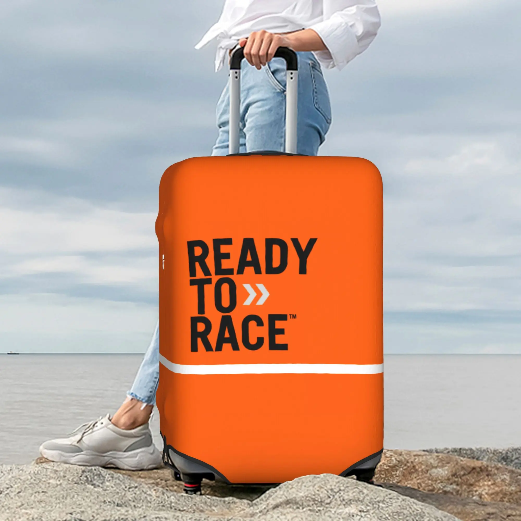 Ready To Race Logo Luggage Cover Elastic Motorcycle Rider Racing Sport Travel Suitcase Protective Covers Suit For 18-32 inch