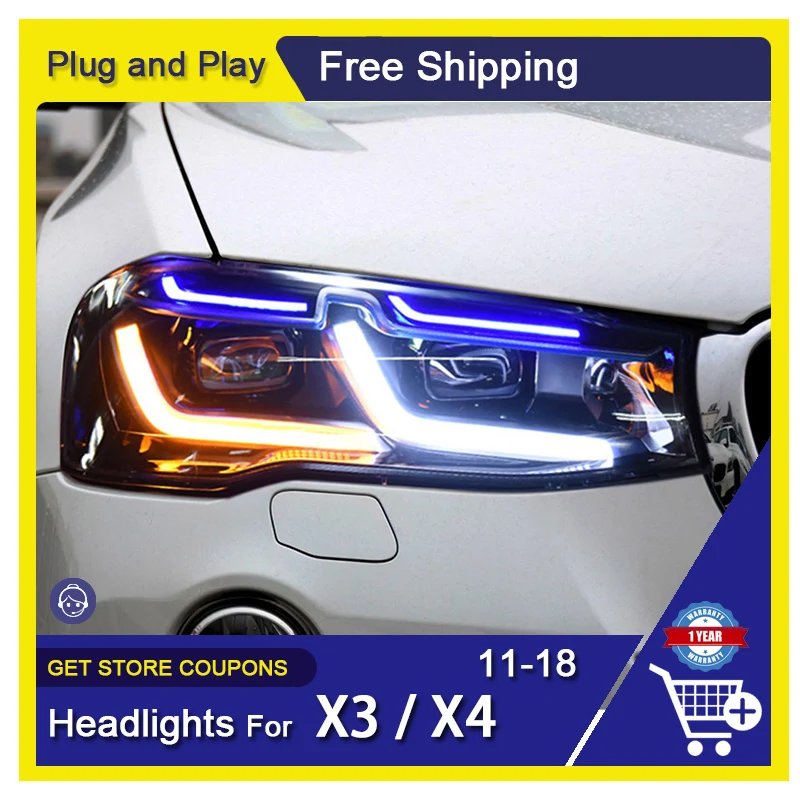 

Car Front Lamps For BMW X3 2011-2018 X4 Headlight F25 F26 LED DRL Dynamic Moving Turn Signal Bifocal Lens Headlamp Assembly