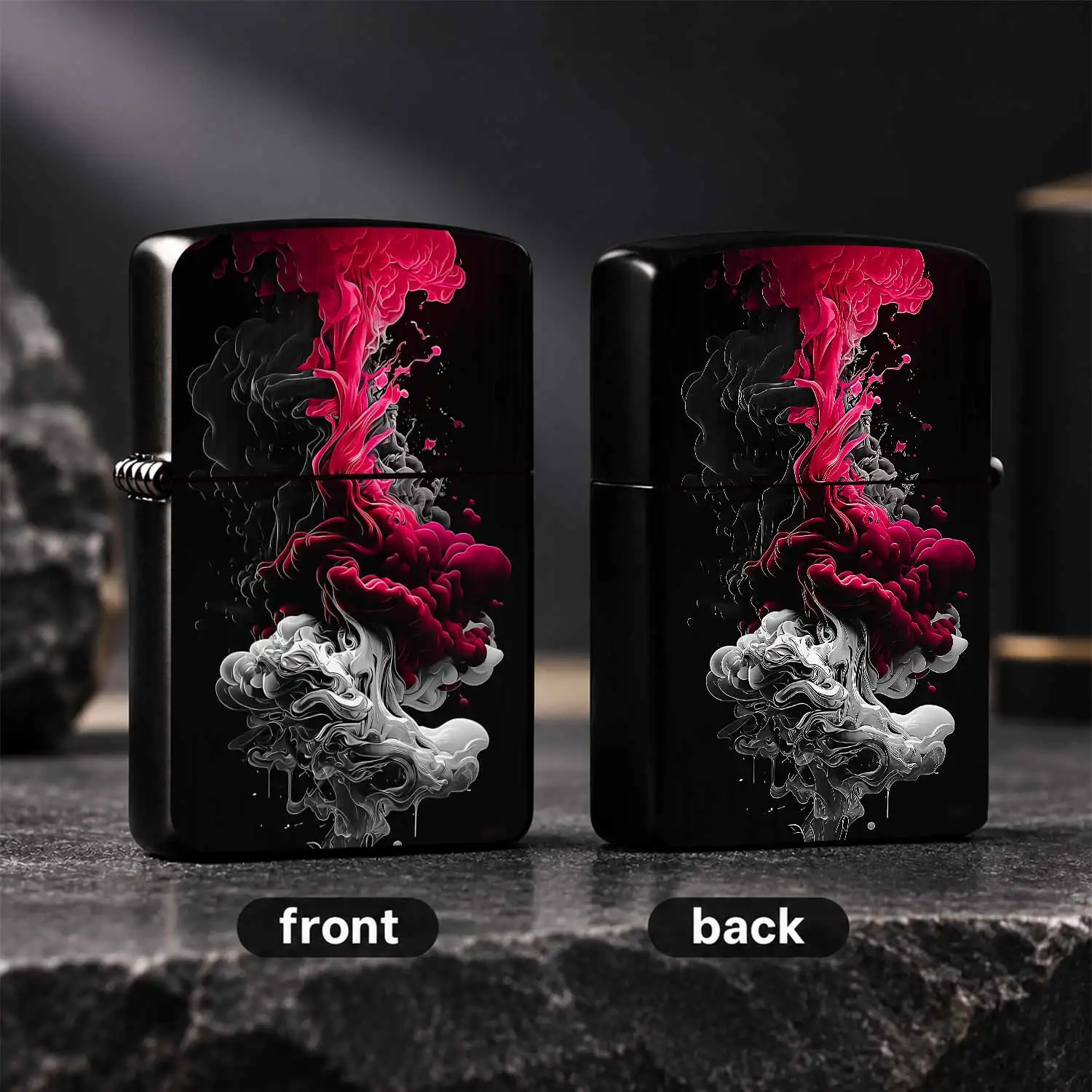 Stylish Fluid Art Gradient Igniter, Unique Swirling Magenta Black White Smoke-Like Pattern, Portable Sleek Daily Use Accessory, Ideal For Gifting And All Casual Formal Scenarios, Eye-Catching Exquisite Decorative Practi A Humorous And Inter
