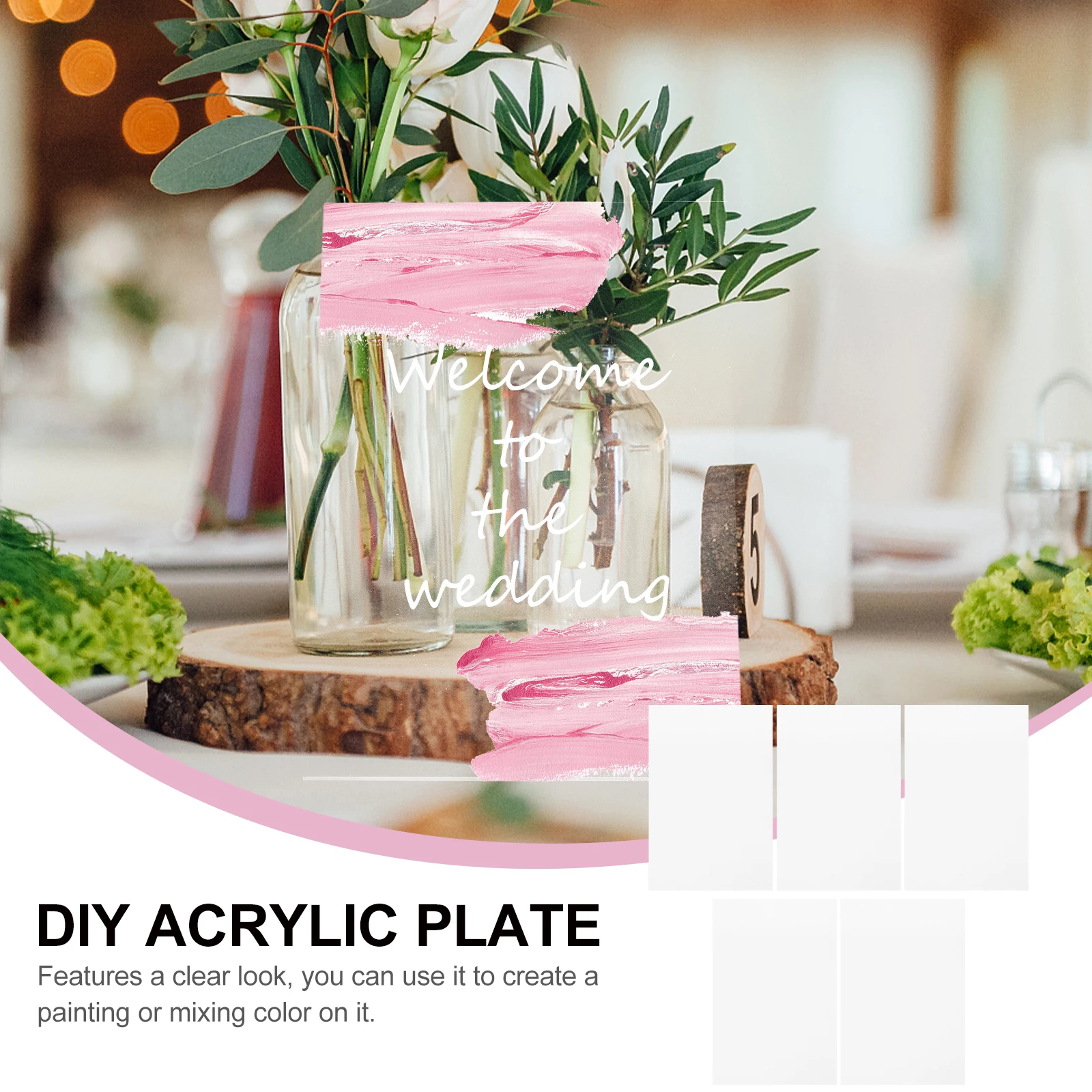 

5 Pcs Acrylic Wedding Card Calligraphy Decoration Signs for Welcome Practical Reception Novel