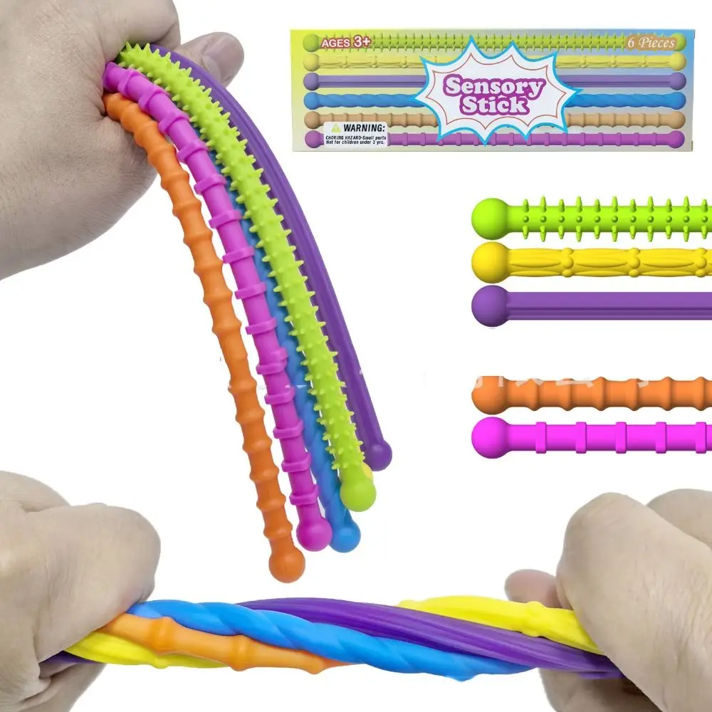 Silicone Texture DIY Sensory Strip Toys Stretchable Unique Silent Decompressors Rings Enhancing Attention Elastic Noodles