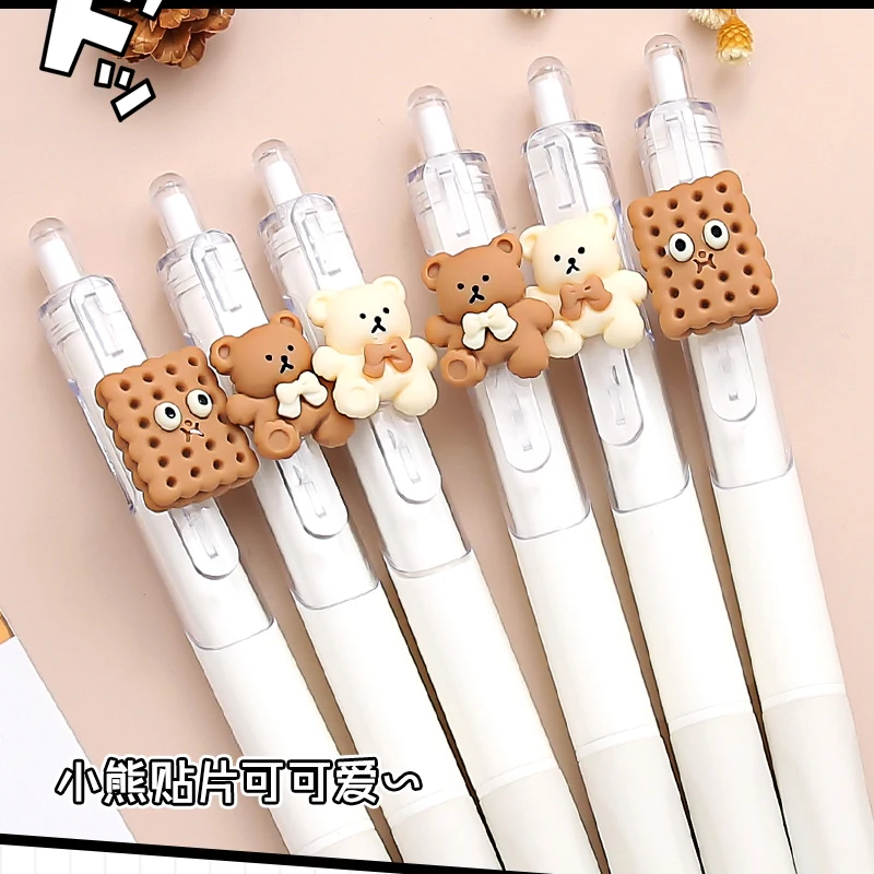 6Pcs/lot Erasable Gel Pen cookies Cute 0.5mm black Ink Pen School Office Supplies Writing Stationery Gift Gel Pens