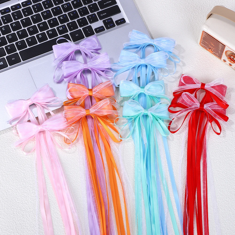 2 teile/satz Handgemachte Band Quaste Bogen Haar Clips für Kinder Mädchen Frauen Nette Hochzeit Hairgrip Haarnadeln Haar Zubehör Geschenke