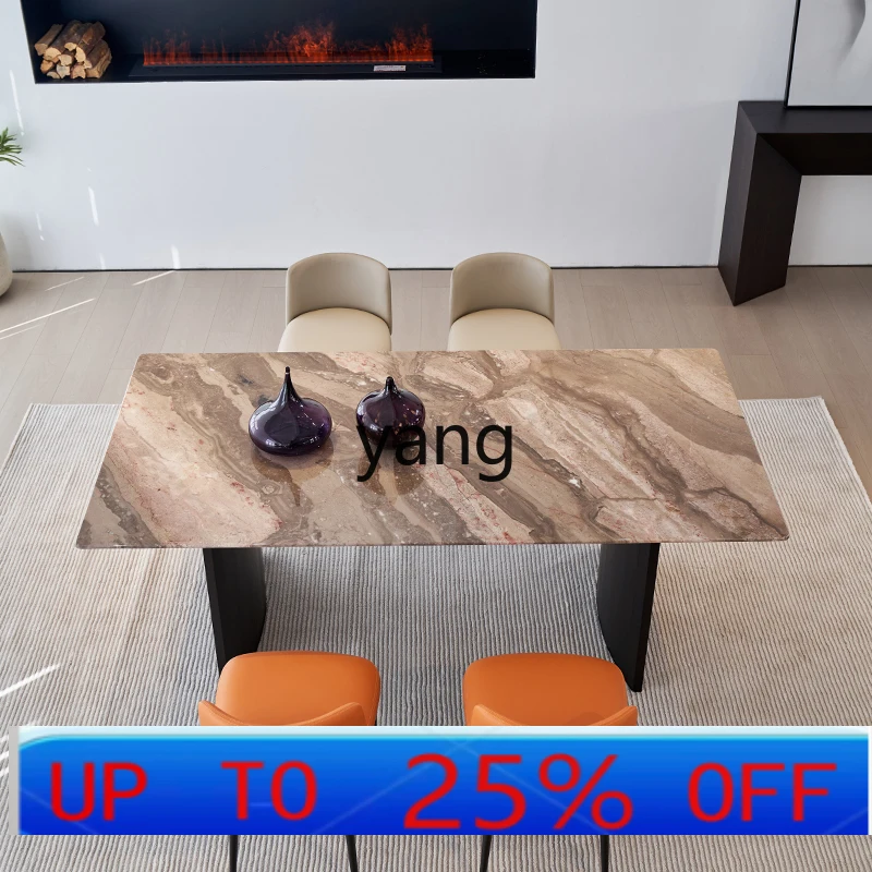 CX  Italian minimalist marble dining table light luxury living room home modern simple square