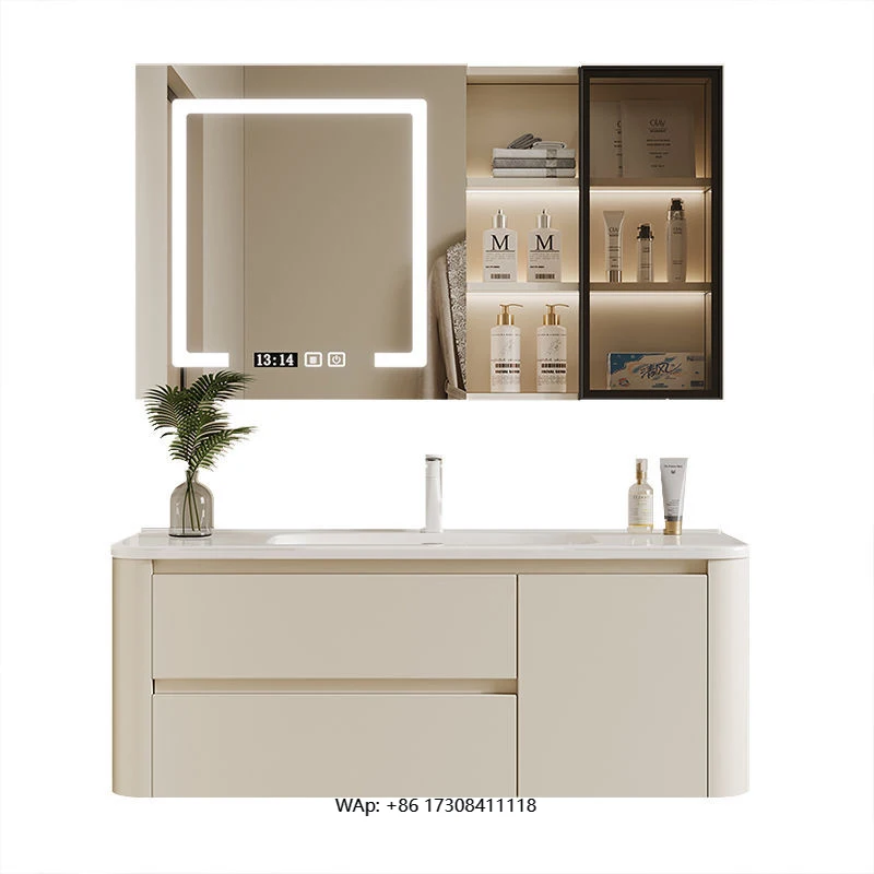 Smart Mirror Furniture Bathroom Vanity Aluminium Honeycomb Cabinet with Integrated Sink and Wash Basin