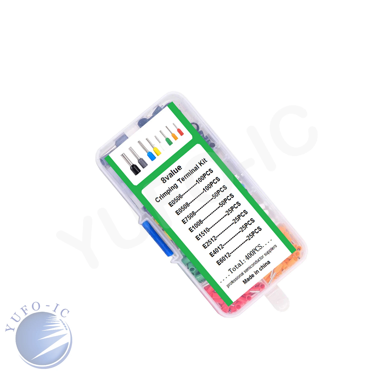 400 قطعة E0506/E0508/E7508/E1008/E1510/E2512/E4012/E6012 الحلقات المعزولة محطة كتلة الحبل نهاية سلك تجعيد المنهي عدة صندوق