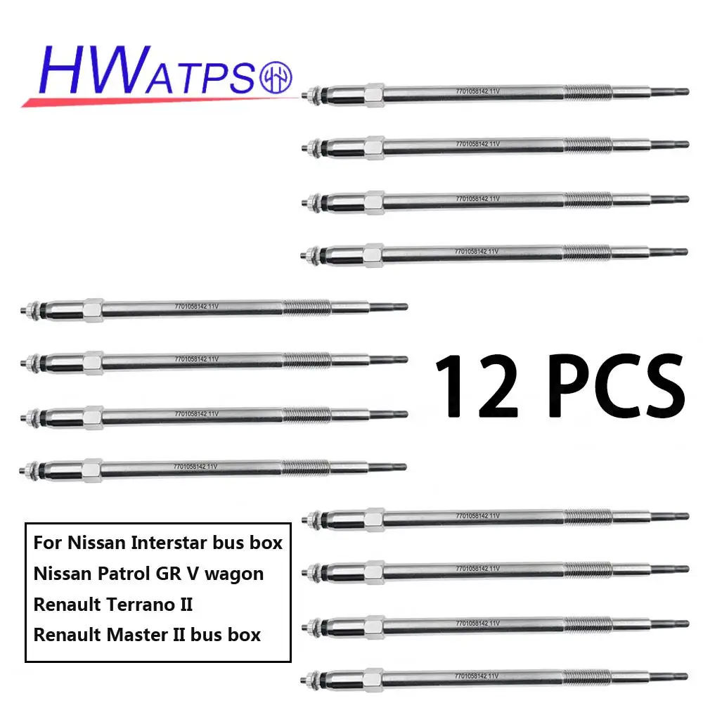 1/8/12 Pcs For Nissan Interstar bus box Patrol GR V wagon Terrano II Renault Master Heater Glow Plugs 7701058142 11065-2W202